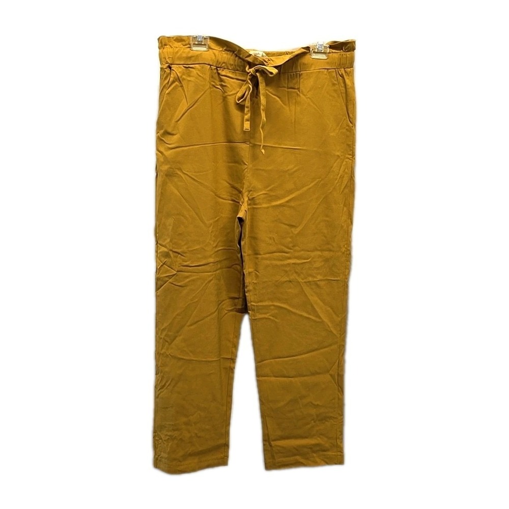 Betseys Boutique Shop Mustard Paperbag Waist Drawstring Pants Boho Pull On sz XL